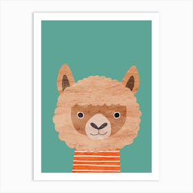Alpaca Teal Art Print