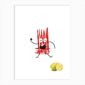 Lemon And Lemonade.A work of art. Children's rooms. Nursery. A simple, expressive and educational artistic style. Art Print