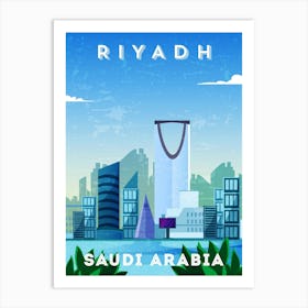 Riyadh, Saudi Arabia — Retro travel minimalist poster Art Print