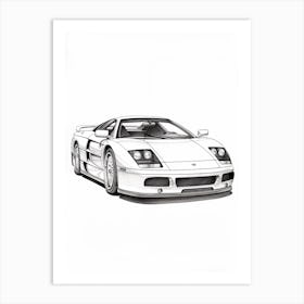 Lamborghini Murcielago Line Drawing 7 Art Print