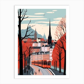 Retro Winter Illustration Edinburgh Scotland 4 Art Print