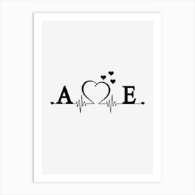 Personalized Couple Name Initial A And E Art Print
