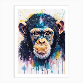 Chimpanzee Colourful Watercolour 1 Art Print