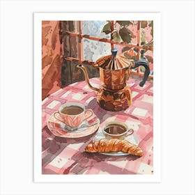 Pink Breakfast Food Moka Coffee 3 Art Print