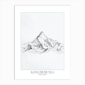 Kangchenjunga Nepal India Line Drawing 6 Poster Art Print