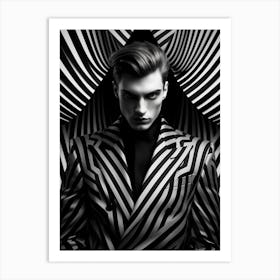 Black And White Striped Man 2 Art Print