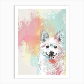 Pastel Spitz Dog Pastel Line Illustration  2 Art Print
