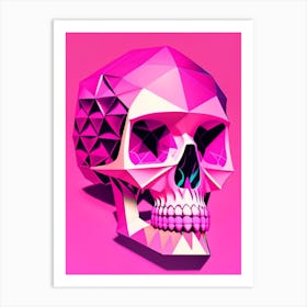 Skull With Geometric Designs 3 Pink Pop Art Art Print