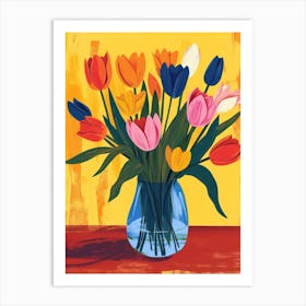 Tulip Flowers On A Table   Contemporary Illustration 4 Art Print