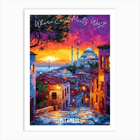 Istanbul City Skyline, abstract cubism vibrant Poster Art Print