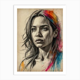 Girl With Paint Splatters Art Print