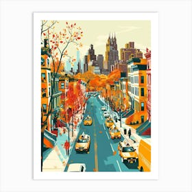 Upper West Side New York Colourful Silkscreen Illustration 2 Art Print