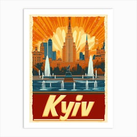 Aihrgdesign A Retro Travel Poster For Kyiv 4 Art Print