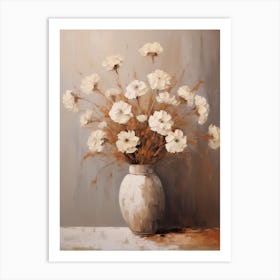 Carnation, Autumn Fall Flowers Sitting In A White Vase, Farmhouse Style 1 Art Print