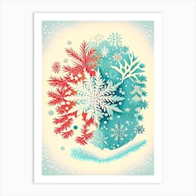 Nature, Snowflakes, Vintage Sketch 2 Art Print
