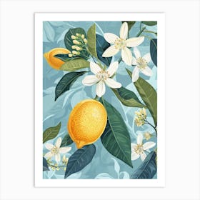 Lemons And Flowers 2 Art Print