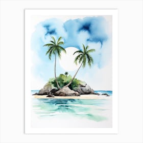 Watercolour Of Anse Cocos   La Digue Seychelles 3 Art Print