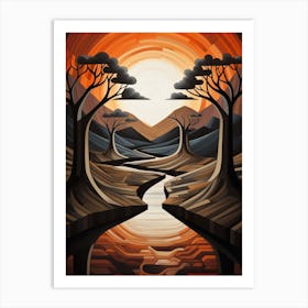 Landscape Geometric Abstract Illustration 4 Art Print