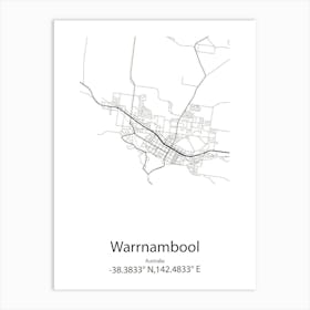 Warrnambool,Australia Minimalist Map Art Print