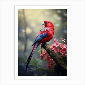 Tropical Melody: Crimson Rosella Wall Decor Art Print