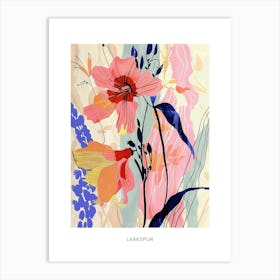 Colourful Flower Illustration Poster Larkspur 4 Art Print