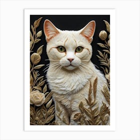 Cat With Flowers 1 Art Print