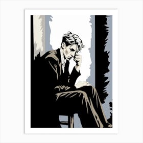 Troubled Man Thinking Hard Art Print