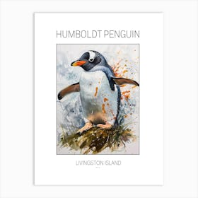 Humboldt Penguin Livingston Island Watercolour Painting 2 Poster Art Print