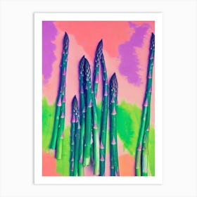 Asparagus 2 Risograph Retro Poster vegetable Art Print