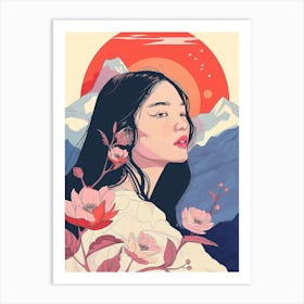 Asian Girl With Flowers 4 Art Print