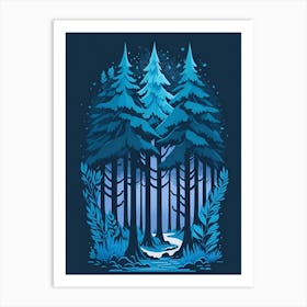A Fantasy Forest At Night In Blue Theme 51 Art Print
