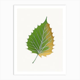 Sycamore Leaf Warm Green Line Art Art Print