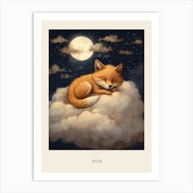 Baby Fox 10 Sleeping In The Clouds Nursery Poster Art Print