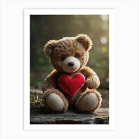 Teddy Bear With Heart 1 Art Print