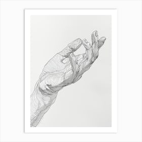 Human Hand Drawing Minimalist Line Art Monoline Illustration Art Print