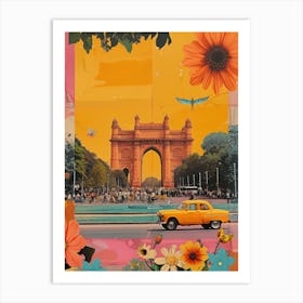 Delhi   Retro Collage Style 4 Art Print