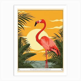 Greater Flamingo Rio Lagartos Yucatan Mexico Tropical Illustration 10 Poster Art Print