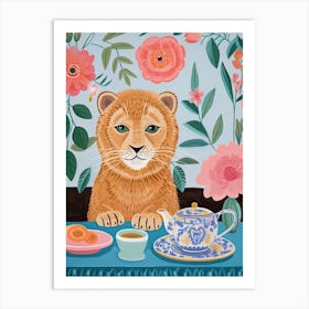 Animals Having Tea   Lion 6 Art Print