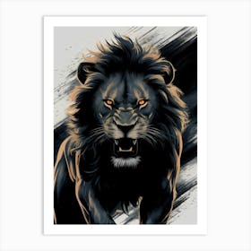 Lion black Art Print