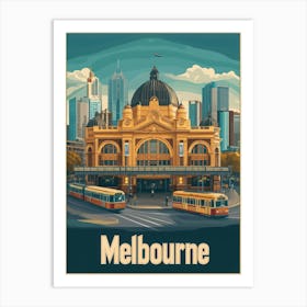 Aihrgdesign A Vintage Travel Poster Of Melbourne Featuring Th 26c84a13 2932 4e1f 9a5d 48efa245583d 1 Art Print