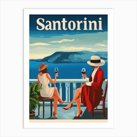 Aihrgdesign A Mid Century Modern Travel Poster For Santorini Art Print