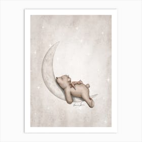 Sweet Dreams Bear On The Moon Art Print