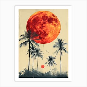 Full Moon Over Palm Trees 1 Art Print