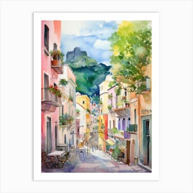 Amalfi, Italy Watercolour Streets 3 Art Print