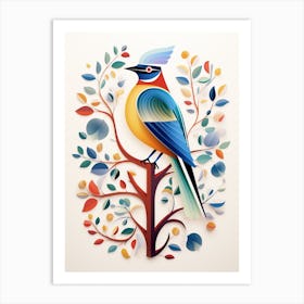 Scandinavian Bird Illustration Cedar Waxwing 3 Art Print