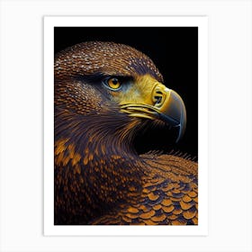 Golden Eagle Pointillism Bird Art Print