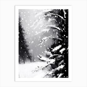 Snowfall, Snowflakes, Black & White 2 Art Print