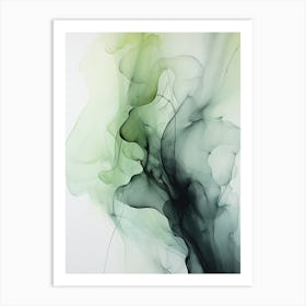 Sage Green And Black Flow Asbtract Painting 2 Art Print