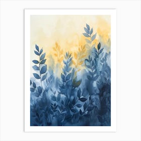 Blue And Yellow Watercolor Painting Art Print