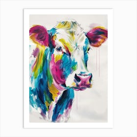 Cow Colourful Watercolour 1 Art Print